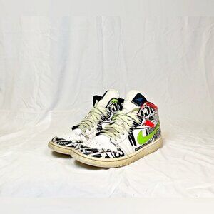 Nike Air Jordan 1 Mid 2019 Over Print Logos Sneakers Shoes~10.5~ 554724-119